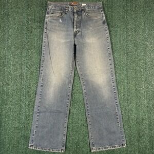 Bulldog Straight Leg Jeans Mens 32 Blue‎ Good Condition Made in USA Button Fly